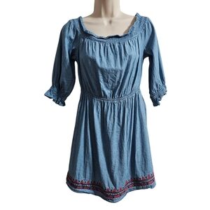 FLYING TOMATO Chambray Peasant Dress Size M